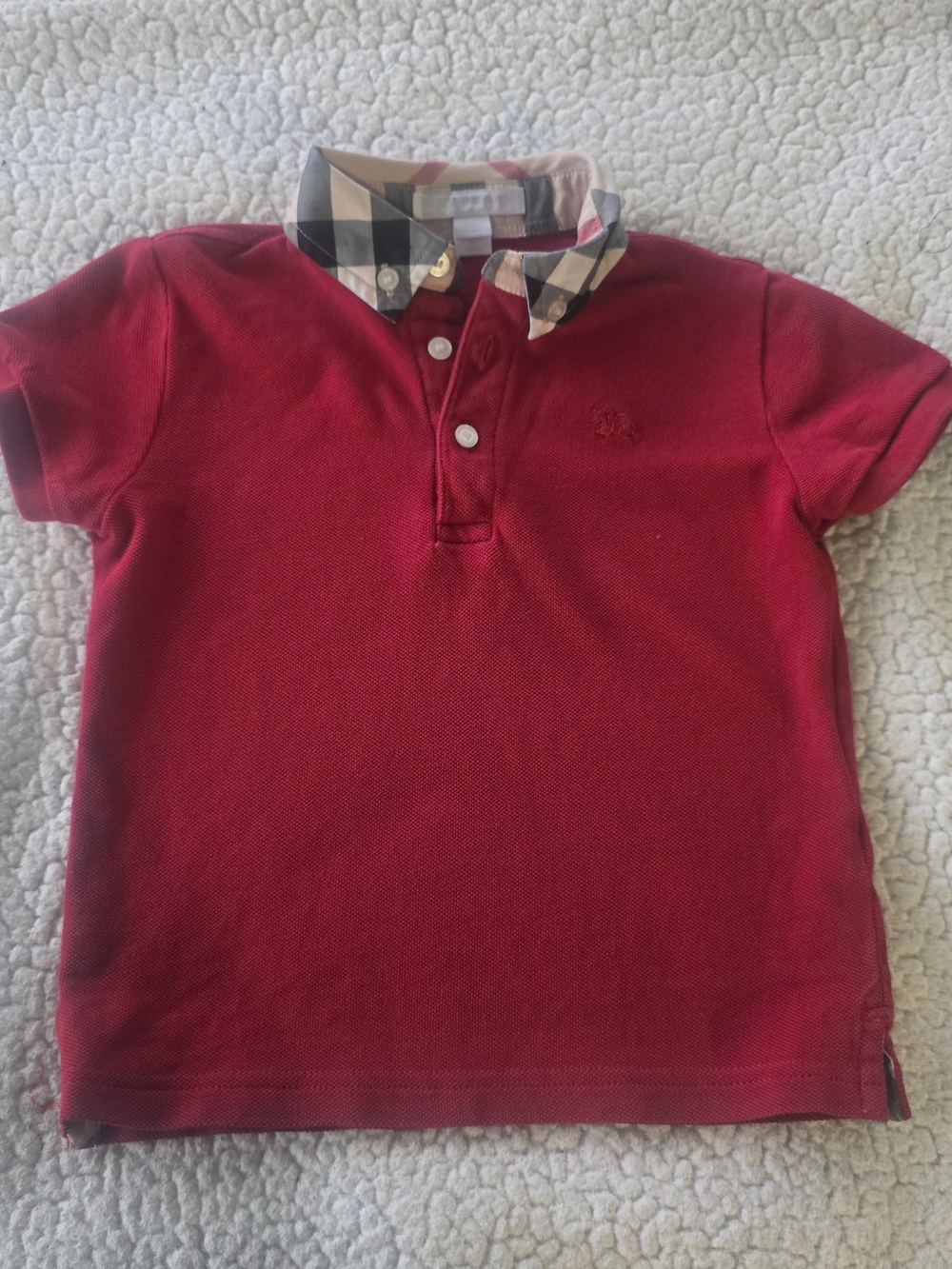 Authentic Burberry Kids Red Polo Shirt - Size 4Y (Excellent Condition)